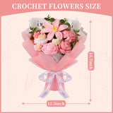 Crochet Flower Bouquet, Handmade Bouquet Of Flowers, Pink Knitted Flowers For Birthday Party Wedding Anniversary Mother'S Day Graduation Gifts(Pink)