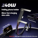 240W 5FT USB C to USB C Fast Charging Cable with Invisible Foldable Phone Stand Black