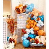 Fall Pumpkin Balloon Garland Arch Kit 154Pcs Burnt Orange Blue White Party Decor