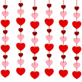 Felt Heart Garland Streamers, 96 Pre-Strung Mixed-Size Hearts In Red Pink Burgundy, Valentine'S Day Decorations 6-Pack, Ready To Hang For Party Wedding
