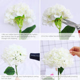 12Pcs 15.4In Artificial Hydrangea Silk Flowers Bouquet Faux Hydrangea Stems For Wedding Centerpieces Home Decor (White,12Pcs)