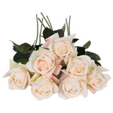 Artificial Rose 6Pcs Real Touch Roses Champagne Wedding Aisle Decor For Outdoor Ceremony Diy Indoor Office Home Arrangement Birthday Gifts For Mom Girlfriend Home Decor