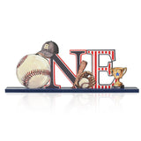 Smile Wooden Baseball Standing Decor Sports Themed Tabletop One Player For Game Room & Baseball Fans