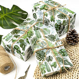 Reversible Tropical Wrapping Paper - Mini Roll - 17 Inch X 33 Feet - Green Monstera Leaf Hawaii Wrapping Paper For Birthday, Wedding, Bridal Shower, Baby Shower
