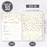 Gold Retirement Advice And Wishes Cards Perfect For Happy Retirement Party Games, Decorations, Supplies, For Men And Women, Pack Of 50