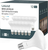 12 Pack BR30 LED Flood Light Bulbs Indoor 65W Equivalent 850 Lumens Warm White 2700K Recessed Lighting