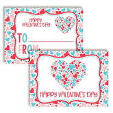 Red Pink & Blue Heart Themed Valentine'S Day Cards For Kids To Give To Friends & Classmates, Thirty (30) 3.5" X 5" Fill In Cards (Without Envelopes) By Amandacreation