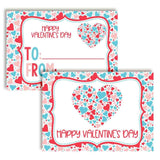 Red Pink & Blue Heart Themed Valentine'S Day Cards For Kids To Give To Friends & Classmates, Thirty (30) 3.5" X 5" Fill In Cards (Without Envelopes) By Amandacreation