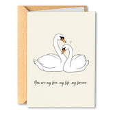 Romantic Anniversary Card For Husband Wife – "You Are My Love Life Forever" Swan Card For Couple – Sweet Wedding & Valentine'S Day Gift For Boyfriend Girlfriend – Premium 400Gsm Thick Paper With Kraft Envelope
