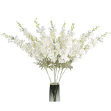 8Pcs White Delphinium Artificial Flowers Larkspur Fake Flowers 33.5In Long Stem Faux Silk Flowers Bulk For Tall Vase For Home Wedding Floral Arrangement Centerpiece Table Decorations (White)