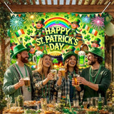 St. Patrick'S Day Banner 71X43 Inch Leprechaun Shamrock Irish Party Decorations Outdoor Porch Entrance Celebration Green Holiday Display Background For Happy St. Patrick'S Day Decor