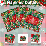 100 Pcs Christmas Paper Napkins 6.5 X 6.5" Disposable Holiday Napkins Set Merry Christmas Party Decorations