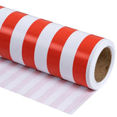Wrapping Paper - Mini Roll - Red And White Stripe Design Perfect For Wedding, Birthday, Baby Shower, Party - 17.5 Inch X 32.8 Feet