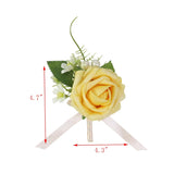 4 Pcs Rose Boutonniere Corsage Boutonniere For Men Wedding, Ceremony Anniversary, Dinner Party Artificial Flower Boutonniere, Yellow