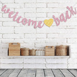 Welcome Back Banner Returning Home Party Paper Sign Teenager Homecoming Returning Home Retiring From The Army Decorations, Rose Gold