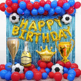 Soccer Birthday Party Set with Blue & Red Balloon Arch for Kids