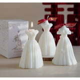 Wedding Dress Aesthetic Scented Candle,120G Handmade Bride Shape Soy Wax Aroma Decorative Art Candle For Table Photo Prop Valentine'S Day Wedding Birthday,Prefect Gift For Meditation Stress