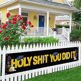 Holy Shit You Did It Large Banner, 2023 Graduate Banner, Black Funny Graduation Lawn Sign Porch Sign, Graduation Party Decorations, Indoor Outdoor Backdrop 8.9 X 1.6 Feet