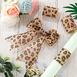 10 Yards X 2.5 Inch Leopard Burlap Wired Edge Ribbons Natural Burlap F