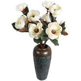 White Magnolia Flowers Artificial 3Pcs 9 Heads Large White Flower 27.5" Long Stem Artificial Flowers Silk Magnolia Flowers For Home Decor Indoor Faux Floral Arrangements