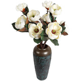 White Magnolia Flowers Artificial 3Pcs 9 Heads Large White Flower 27.5" Long Stem Artificial Flowers Silk Magnolia Flowers For Home Decor Indoor Faux Floral Arrangements