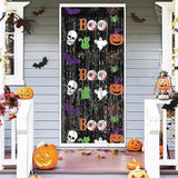 2 Pack Scary Black Halloween Foil Fringe Curtains 3.3x6.6ft Party Photo Backdrop