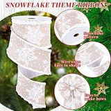 Snowflake Wired Edge Ribbon 2.5 Inch Winter White Snowflake Ribbon Wit