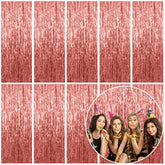10 Pack Foil Curtain Backdrop Rose Gold Metallic Tinsel Foil Fringe Curtains Photo Booth Props For Birthday Wedding Engagement Baby Shower Bachelorette Christmas Holiday Celebration Party Decorations