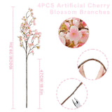 4Pack Artificial Cherry Blossom Flowers 39.3In Faux Cherry Blossom Branches Silk Flowers In Vase Pink Peach Faux Flowers Spring Decor Wedding Party Home Table Vase Decor