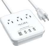Cruise Ship Power Strip 3 Outlets 4 USB Ports USB C 6FT Extension Cord No Surge White
