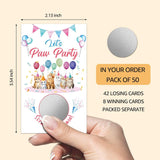 50 Pack Let'S Paw Party Cute Cats Theme Scratch Off Cards, Lovely Mimi Scratch Cards For Pet Birthday Party, Funny Raffle Tickets For Cat Mom Chat Party Family Activity, Baby Shower