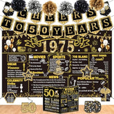 50Th Birthday Decorations For Men Women,16Pcs Back In 1975 Party Banner Decorations,Including Vintage 1975 Backdrop,Cheers To 50 Years Banner,7 Hanging Swirl,1975 Poster Anniversary Card,6 Paper Poms