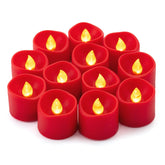 12 Pcs Red Led Tea Lights Battery Operated, Flameless Votive Tealights Fake Candles For Christmas Halloween Romantic Wedding Party Decorations
