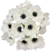 14Pcs Real Touch Anemone Poppy Bouquet For Artificial Flower Decor Kitchen Table Centerpiece Vase Home Greenery Wedding Holding Flowers Backdrop Arch Wall (White)