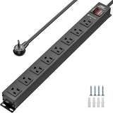 Heavy Duty Metal Surge Protector Power Strip 8 Outlets 2100J 15A 1875W 6FT Cord Black