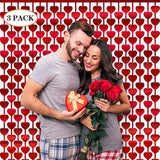 3 Pack Valentines Decorations,Valentines Party Decoration,3.3X6.6Ft Red Heart Shape Tinsel Foil Fringe Curtain Valentines Photo Backdrop,Streamer Backdrop For Birthday,Engagement,Wedding