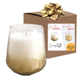Wine Glass Candle 14Oz – Creamy Vanilla Scented Candle In Gold Ombre Stemless Glass, Unique Gift For Women & Wine Lovers