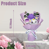 Crochet Handmade Flowers Bouquet For Women - Completed Crochet Rose Flowers Bouquet Gift For Best Friend Girlfriend Festival Wedding Graduation Anniversary (Purple)