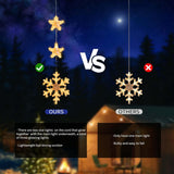 Christmas Decorations Lights, 3 Pack Christmas Led Window Lights With Suction Cup, Battery Operated Hanging Window Strin