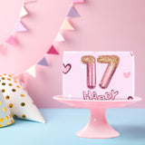 17Th Wrapping Paper Birthday Girl, Hearts And Pink Number 17 Balloons Happy Birthday Design, 17 Years Old, Mini Roll, 17 Inches X 16.4 Feet, Perfect For Girls' Birthday Party Gifts