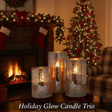 Flameless Silver Mercury Glass Led Pillar Candles With Remote And Timer, Batteries Included, Flickering Warm White Light, Set Of 3 For Christmas, Home Décor, Weddings, Parties, And Romantic Ambiance