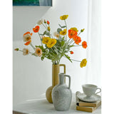 Poppy Artificial Flowers And Eucalyptus Stems, Fake Orange And Yellow Champagne Flowers, Silk Flowers Arrangement For Wedding Party Farmhouse Home Office Table Centerpieces Decoration