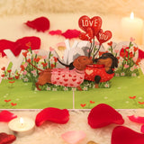 Dachshund Valentines Card - 3D Pop Up Valentines Day Card For Husband, Wife, Him, Her, Boyfriend, Girlfriend, 6X8 In Dog Valentine Pop Up Cards For Adults - Envelope Included