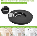 2 Pack 12 Inch Black LED Flat Panel Ceiling Lights 24W 3CCT Flush Mount Fixtures