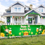 St. Patrick’S Day Celebration Banner Green Leprechaun Gold Coin Shamrock Design 79 X 17Inch Irish Holiday Party Supplies Photography Background For Indoor Outdoor Festive Decoration