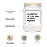You Nique Designs Smells Like He’S Not Your Problem Anymore Candle 8Oz, Breakup Gifts For Women, Divorce Candles For Newly Divorced, Funny Gag Gifts For Women, Men (Lavender & Vanilla)