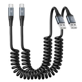 2 Pack 3FT Coiled USB A to USB C Fast Charging Cable for iPhone 17 16 15 Samsung Galaxy