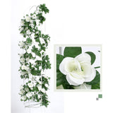 Fake Flowers - 4Pcs 32.8 Ft Artificial Rose Vine Flower Plants Hanging Rose Ivy For Home Hotel Office Wedding Party Garden Craft Art Décor (White)