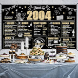 21st Birthday Banner — Black & Gold “Back in 2004” Photo Backdrop for Men & Women