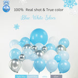 Winter Snowflake Balloon Garland Arch Kit 126Pcs Blue White Silver With Foil Star Snowflakes Mylar Balloons For Winter Wonderland 1St Birthday Baby Shower Christmas New Year Party Decorations